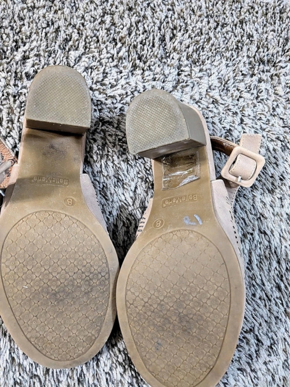Bella Marie Perforated Block Heel Sandals Brown US 8
